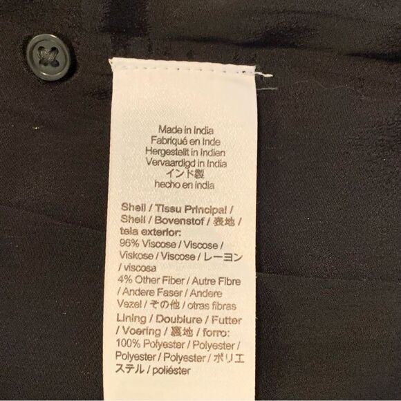 J. Crew Blouse Women’s Medium Black Yellow Sheer Polka Dot Ruffle Neck. - Picture 11 of 14